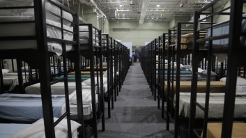 Dormitory beds for migrant children at the Homestead "temporary influx facility" outside of Miami.